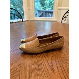Sam Edelman Aster Loafers Womens 7.5M Tan Snakeskin Gold Cap Toe Flats thumbnail 4