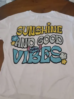 Disney White Short Sleeve Tee with Blue Stitch Chest Patch thumbnail 4