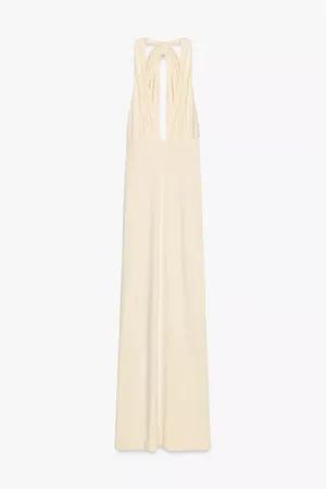 Zara dress maxi ecru ivory open back Evening holiday party wedding Gown thumbnail 12