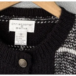 Vintage Boxy Plaid Sweater Size Medium Wool Cardigan Preppy Old Money Academia thumbnail 5