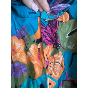 Michele Leslie of California Vintage Tropical Bird Floral Button Down Shirt thumbnail 3