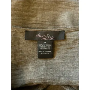 Olivia & Martin embroidered brown blouse tie front 3X thumbnail 4