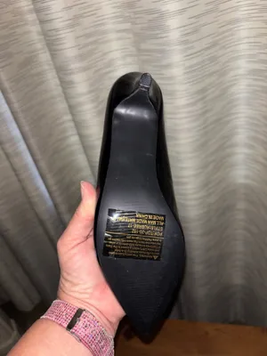 Forever Black Pointed Toe Heels with Criss-Cross Detail, Sz 7.5 thumbnail 2