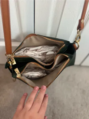 NWOT Authentic Genuine Leather Valentina Dark Green Leather Crossbody Bag thumbnail 5