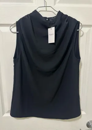 FEW MODA Black Sleeveless Dressy Blouse. thumbnail 1