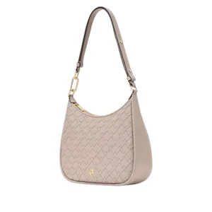 Kate Spade Neutral Beige Gray Woven Pebbled Leather Large Shoulder Bag - Kayla thumbnail 2