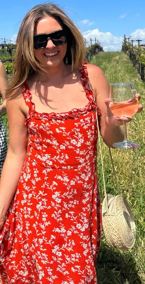 Lulus Garden Date Red Orange Floral Print Ruffle Midi Dress thumbnail 3