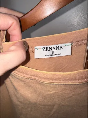 Zenana Acid Wash Crop Top, Ash Mocha, Size Small thumbnail 4