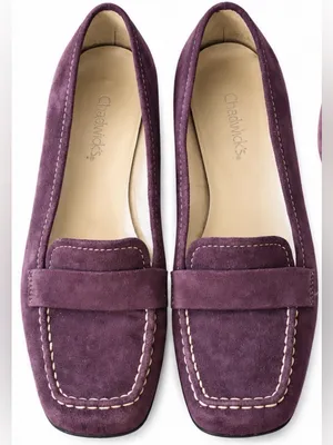 Chadwicks Plum Purple Suede Leather Penny Loafers Shoes 7.5M thumbnail 2