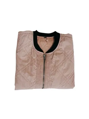(RFB1) Free People Quilted Bomber Varsity Jacket Blush Beige L Casual Trendy thumbnail 5