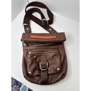 Vintage Y2K Fossil Genuine Leather Crossbody Bag – Distressed Brown Key Charm thumbnail 13