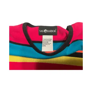 Sag Harbor Womens XL Striped‎ Short Sleeve Cotton Knit Sweater Top Retro thumbnail 2