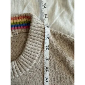 Faherty Striped Crewneck Sweater Womens XL Rainbow Stripe Coastal Cotton thumbnail 8