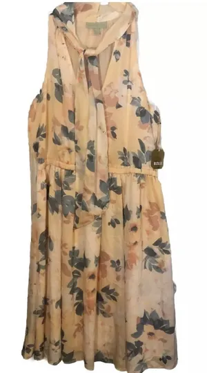 New with tags Ryegrass Women Sunkiss PeachFloral Sleeveless Tie Halter Dress S-L thumbnail 1