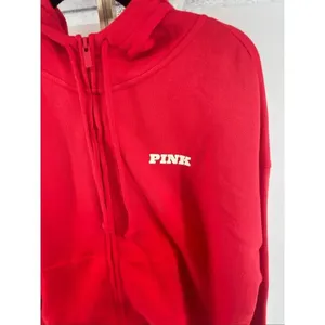Victoria’s Secret Pink Full Zip Campus Hoodie Drawstring Logo NWT Red M thumbnail 8