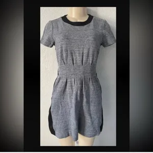 Madewell Grey Knit Pleated Fit & Flare Dress Black Trim Size 4 Short Sleeve thumbnail 2