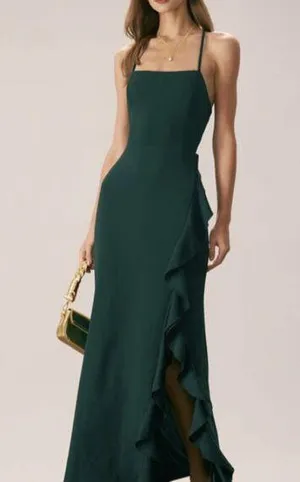RIHOAS The Green Ruffle Cross Back Strap Maxi Dress 3 thumbnail 1