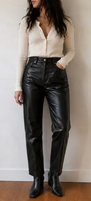 Wilfred Black Melina Faux Leather Pants High Waisted Size 6 Minimalist Edgy thumbnail 1