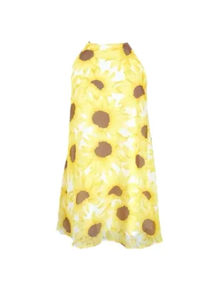 Show Me Your Mumu Yellow White Sunflower Halter Mini Dress Size Medium thumbnail 2