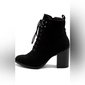 Ollio Women's Shoe Faux Suede Lace Up High Heel Ankle Boots Sz 9 Retail $48.99 thumbnail 2