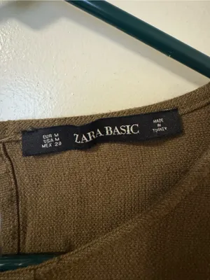 Zara Khaki Green Pleated Dress with Contrasting Statement Buttons Size M thumbnail 6