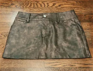 Edikted Brown Mini Skirt Leather  thumbnail 1