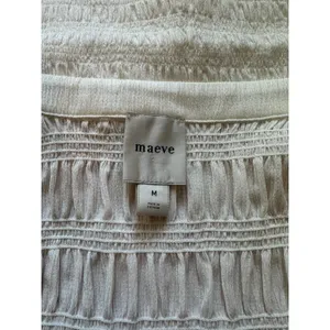 Anthropologie Maeve Smocked Button-Front Top Vanilla White Medium thumbnail 5