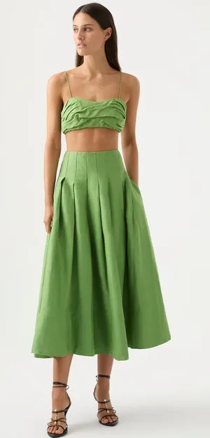 Aje Thea Draped Twist Fern Green Crop Top| Size 4 thumbnail 1