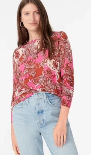 J. crew margot sweater vintage paisley merino wool sz M‎ thumbnail 1