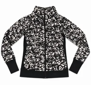 Lululemon Jacket Womens 6 Black White Floral Cozy Cuddle Up Full Zip ** thumbnail 1