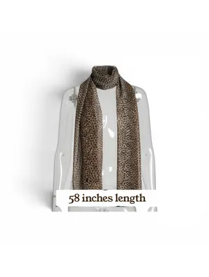 Leopard Print Scarf Womens Brown Black Sheer Lightweight 58 x 14 Animal Print thumbnail 4