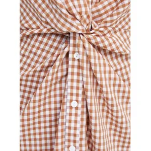 Zara Gingham Knot Midi Dress, Soft Orange and White Size Medium thumbnail 5
