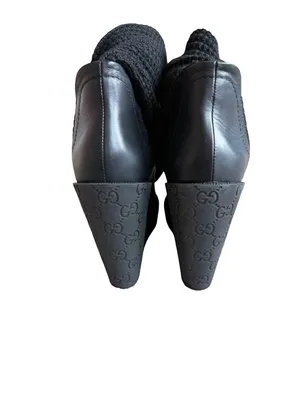 Gucci Aspen Wool Babylon Black Wool Knit Over the Knee Wedge Size 9.5 Women's thumbnail 10