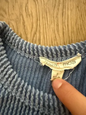 Dry Goods Fitted ribbed dark blue crop long sleeve thumbnail 3