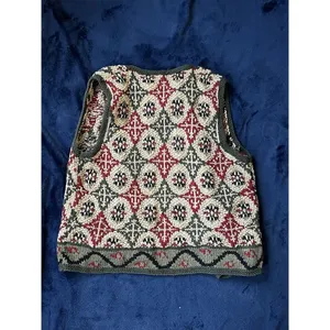 Susan‎ Bristol Green Red Zip Up Sweater Vest Size Petite Medium Vintage 90s thumbnail 9
