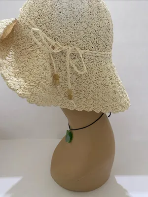 Cream Crochet Sun Hat with Wide floppy Brim - Women thumbnail 3