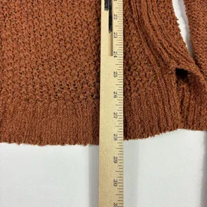 Free People Sweater Womens XL Orange Wrap Oversized Collarless Relaxed Open-Knit thumbnail 7