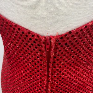 Vintage 90s Sequined High Neck Gown Open Back Maxi Dress Red Womens 8 thumbnail 10