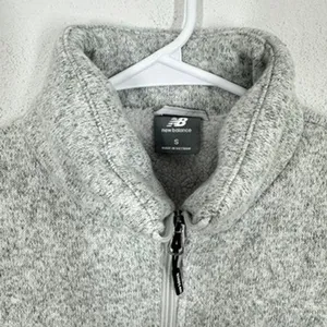 New Balance Women Sweater Fleece Quilted Jacket Light Gray Full Zip Athletic NWT thumbnail 7
