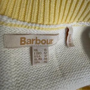 Barbour Dana Sweater Vest Womens US 12 White Yellow Cotton Coastal Preppy thumbnail 6