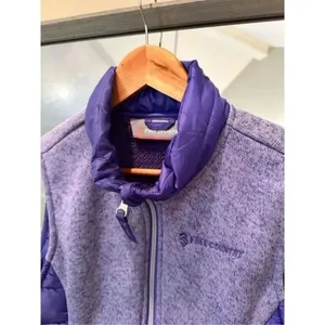 Free Country Women's Fleece Quilted Hybrid Vest Grey Purple Large thumbnail 4