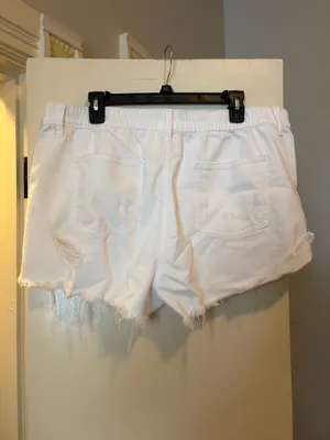 Aerie White Denim Shorts thumbnail 2