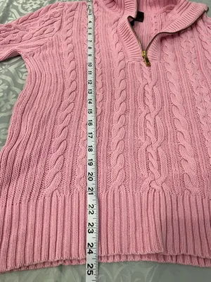 Lauren Ralph Lauren Pink Cable-Knit Half-Zip Turtleneck Sweater thumbnail 9