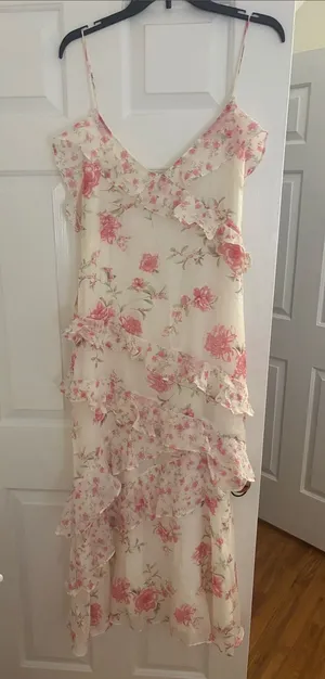 Storia Pink Floral Ruffle Maxi Dress NWT thumbnail 1