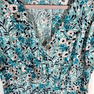 Sahalie Collection Floral Midi Dress V Neck‎ Short Sleeve Smocked Waist Sz 16 thumbnail 4