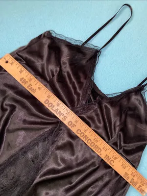Unbranded satin silky floral lace front panel slip lingerie chemise black size M thumbnail 8