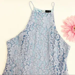 NBD x Revolve Bria Lace Halter Mini Dress: Periwinkle Blue thumbnail 6
