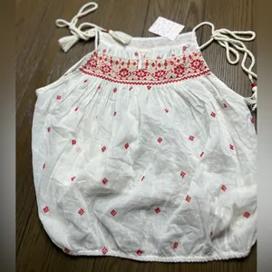 FREE PEOPLE Eternal Love Embroidered Top in White & Red Large thumbnail 2