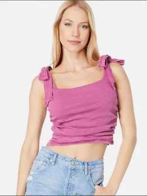 Free People Boulevard Ruched Side Tank in Fuchsia Purple thumbnail 1