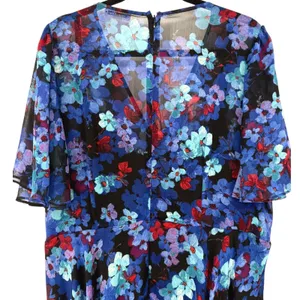 Calvin Klein Women's Floral Chiffon Faux Wrap Flutter Sleeve Dress Blue Size 18W thumbnail 6